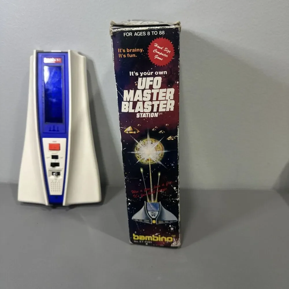 Bambino UFO Master Blaster Station Handheld Game W/ Box Manual Tested Fast Ship
